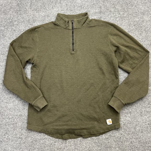 Carhartt Pullover Sweater Mens Medium Half Zip Relaxed Fit Workwear Outdoors - Picture 6 of 13